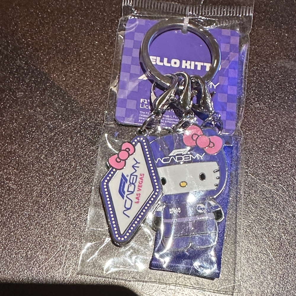 Hello Kitty Racing F1 Keychain - Purple and Pink